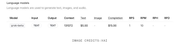 马斯克旗下xAI发布首个API，定价“大胆”，暗示会有新模型接入  第2张